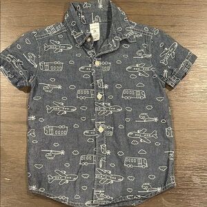 Kids Airplane Print Blue Shirt